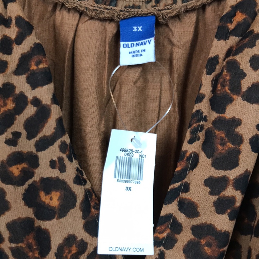 NWT Old Navy Women’s Leopard Print Long Sleeve Smocked Waist A-line Dress - Picture 10 of 12